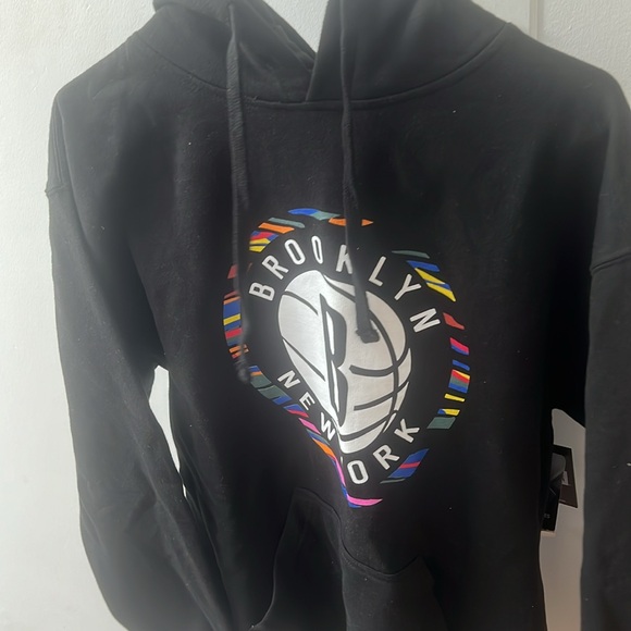 Brooklyn Nets New York NBA Black Hoodie Medium Mens Hoodie Basketball New Era - Picture 8 of 16